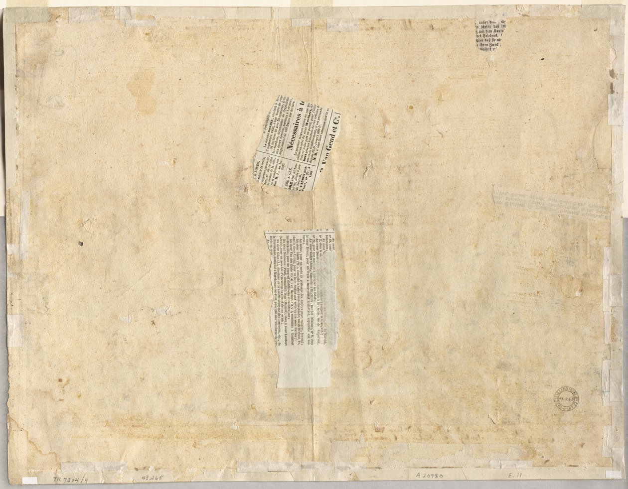 Trazado de una fuente del recto y bocetos de dos caras del verso, 1665 de Lievin Cruyl