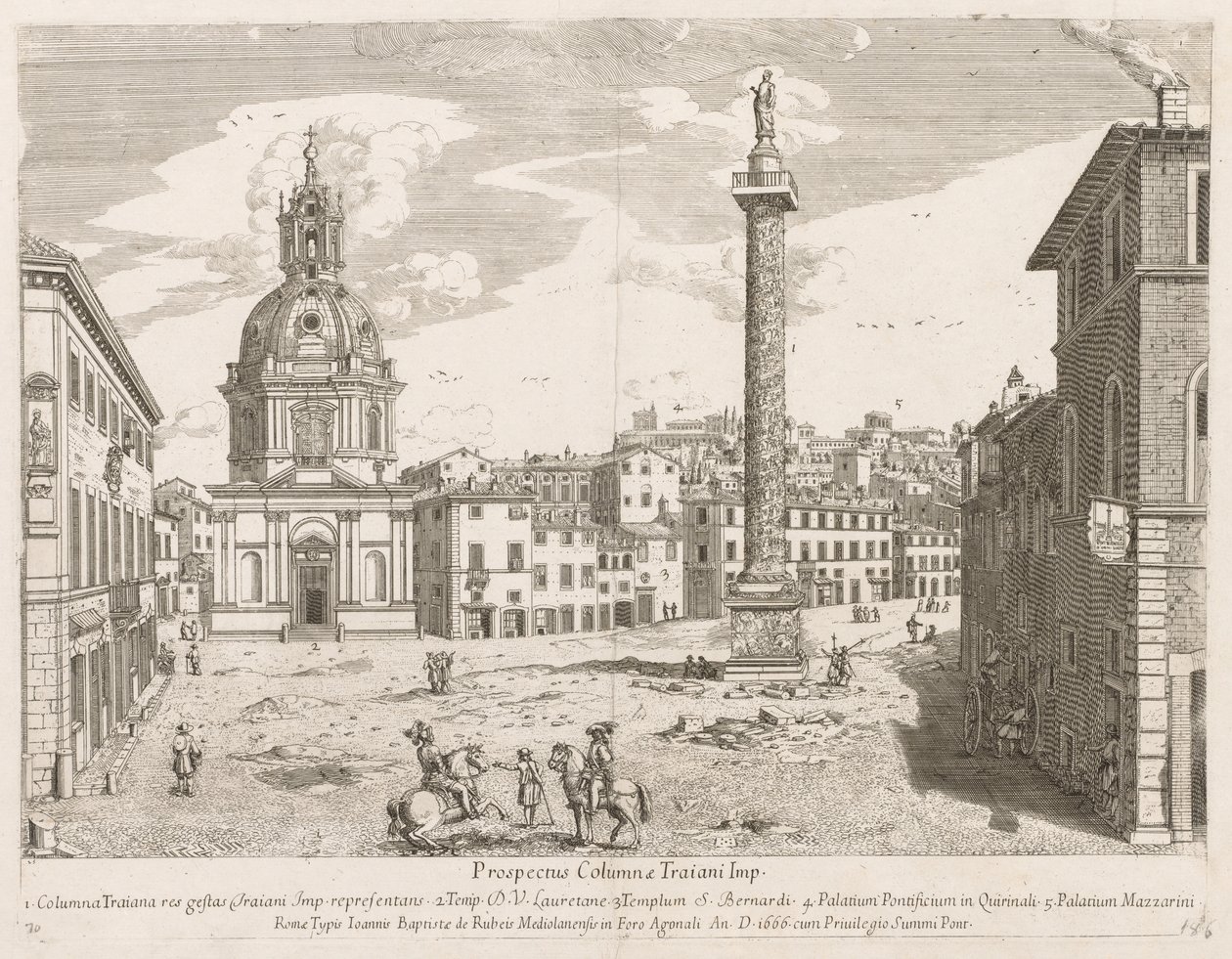 Columna de Trajano del Prospectus Locurum Urbis Romae Insignium, 1666 de Lievin Cruyl
