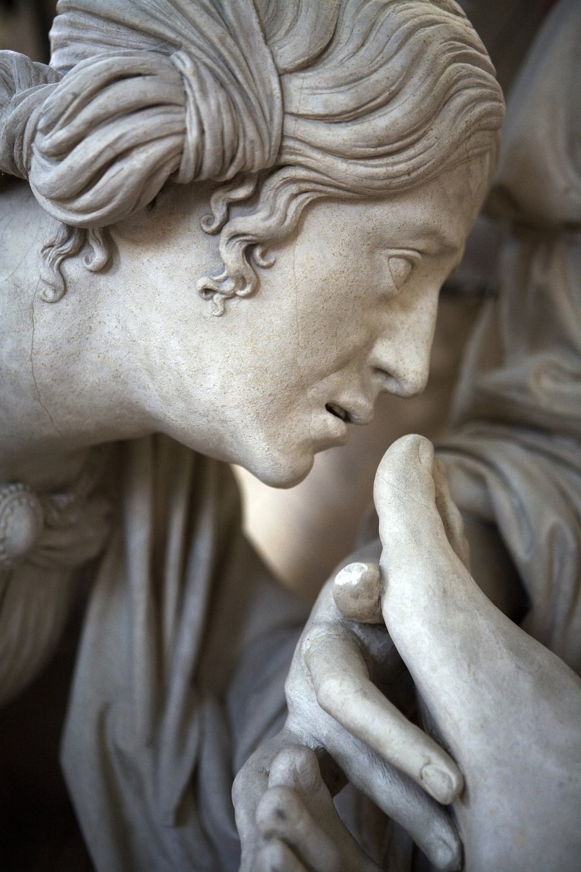El entierro y el desmayo de la Virgen (detalle de una cabeza) de Ligier Richier