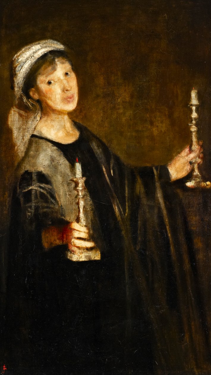 Autorretrato con velas, c.1906 (óleo sobre lienzo) de Lily Delissa Joseph