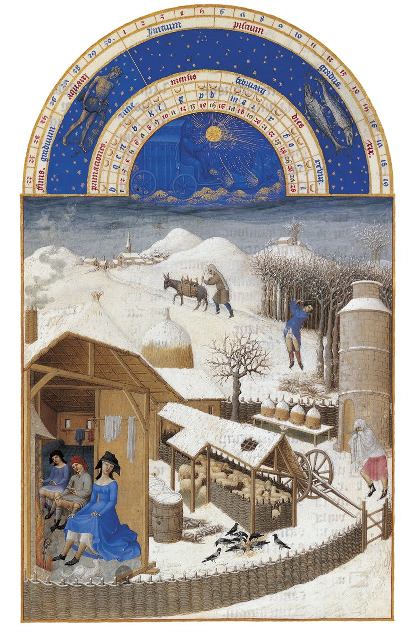 Febrero Les Très Riches Heures du duc de Berry, 1412-1416 de Limbourg Brothers