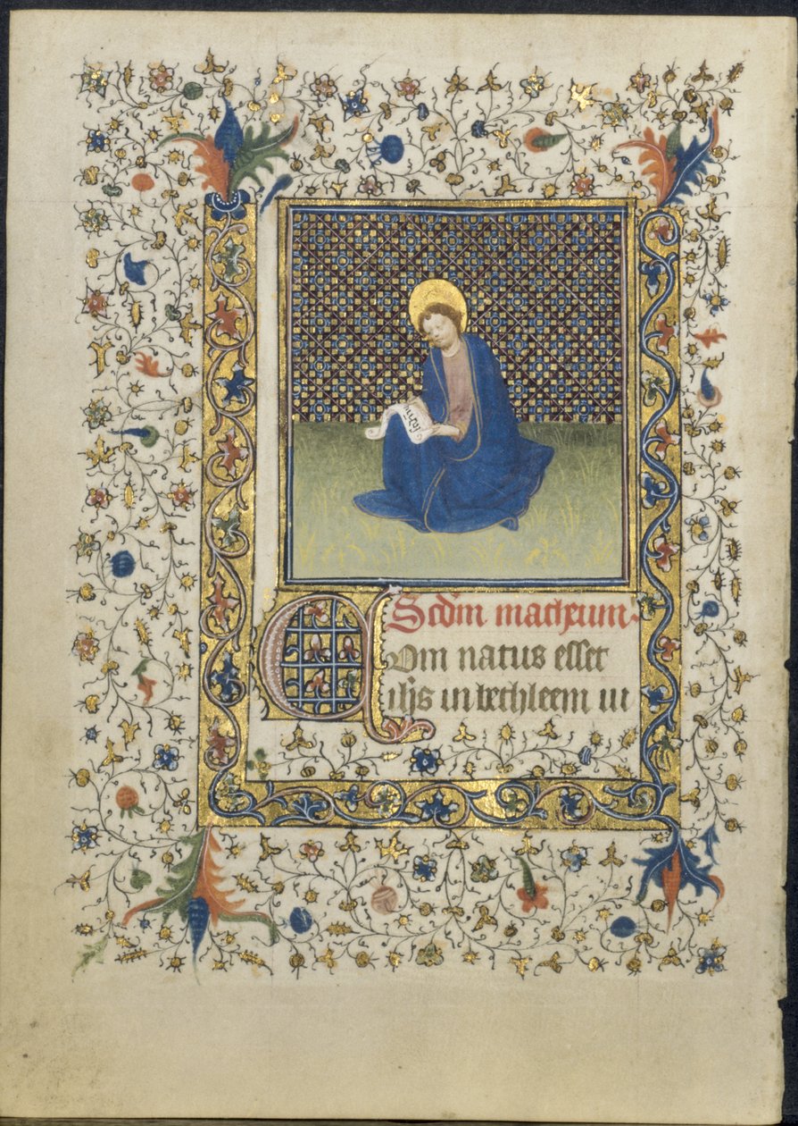 Hoja de un Libro de Horas: San Mateo, c. 1415-20 de Limbourg Brothers