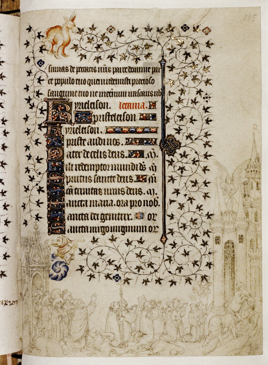 Letanía de un Libro de Horas: la gran procesión de Gregorio Magno a Roma contra la peste de Limbourg Brothers