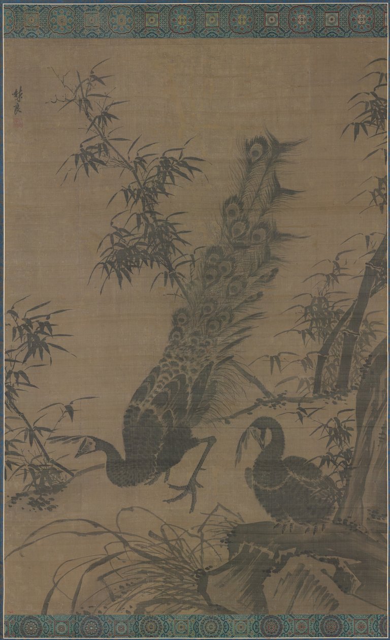 Un par de pavos reales, finales de 1400s-principios de 1500s de Lin Liang