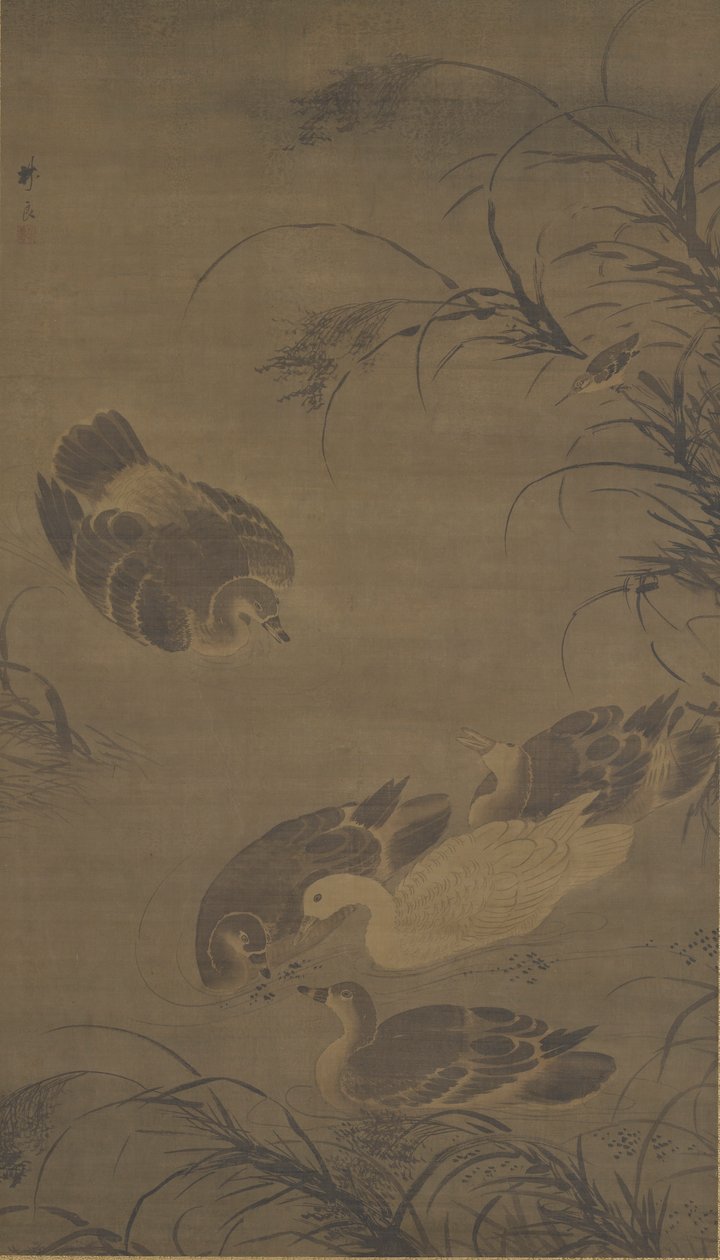 Gansos nadando, dinastía Ming, siglo XV de Lin Liang