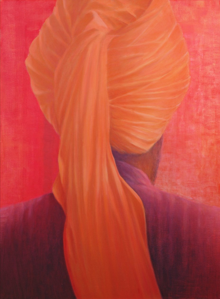 Turbante naranja sobre rojo de Lincoln Seligman