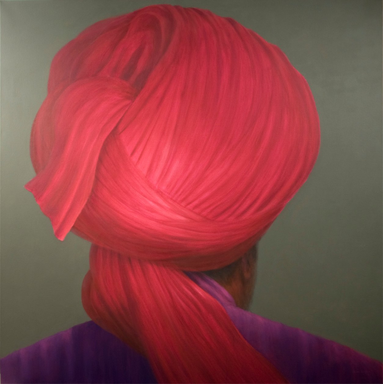 Turbante rojo, abrigo púrpura de Lincoln Seligman