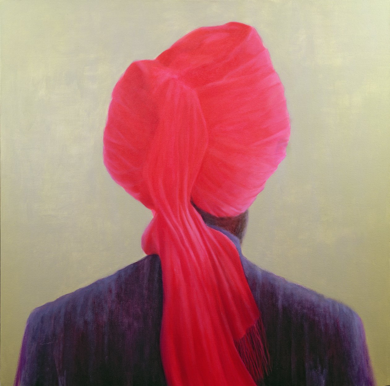 Turbante rojo, chaqueta púrpura de Lincoln Seligman