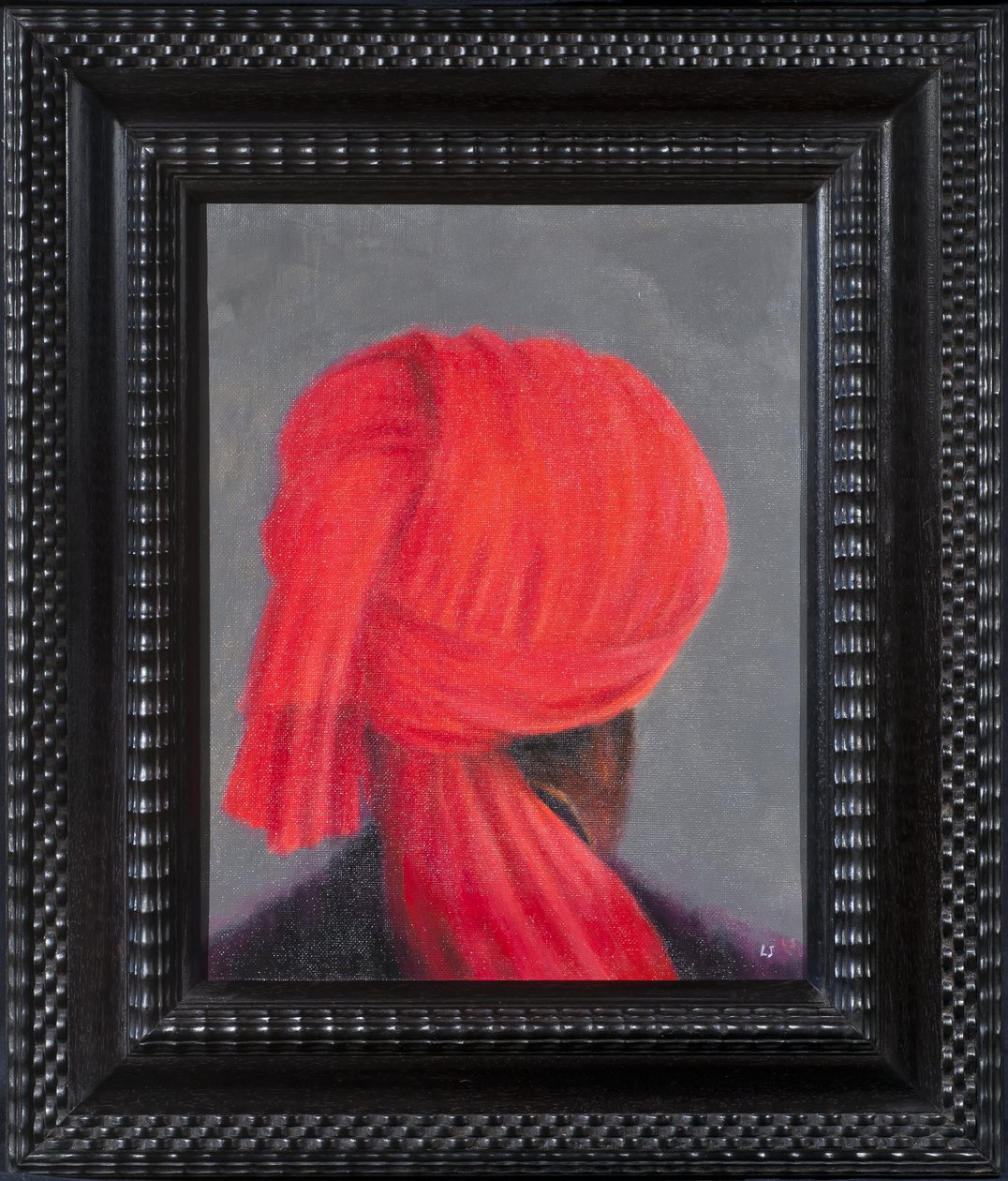 Turbante rojo sobre gris, 2014 de Lincoln Seligman