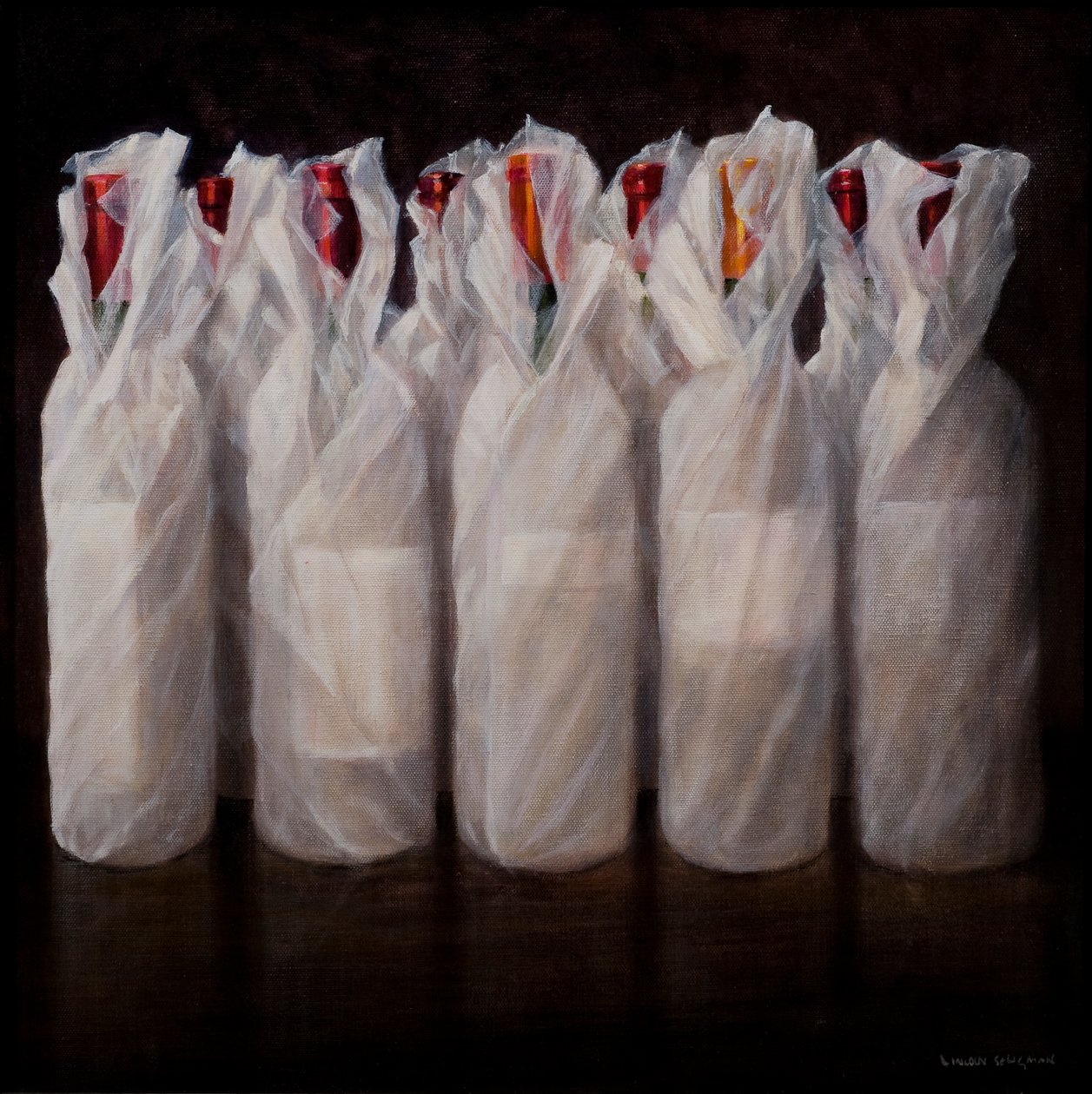 Botellas de vino envueltas, 2010 de Lincoln Seligman