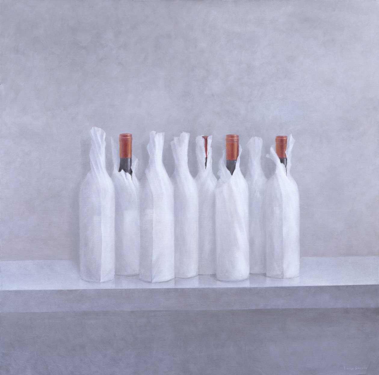 Botellas envueltas en gris, 2005 de Lincoln Seligman