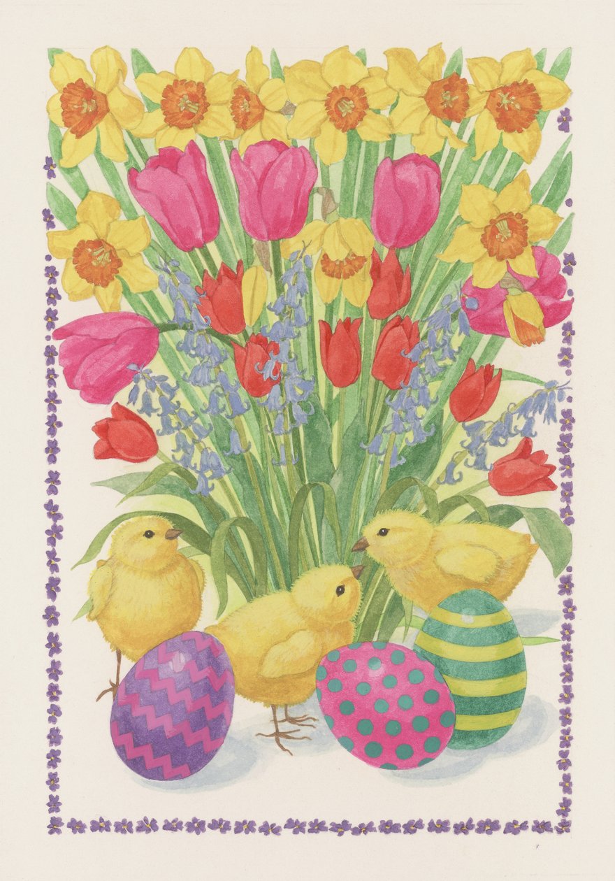 Pollitos, huevos y flores, 1995 de Linda Benton