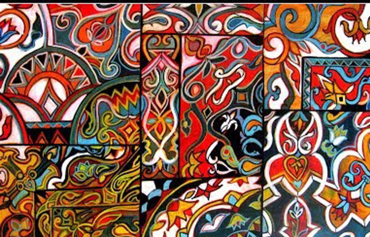 Diseños de tiendas egipcias, 2016 (técnica mixta) de linda arthurs