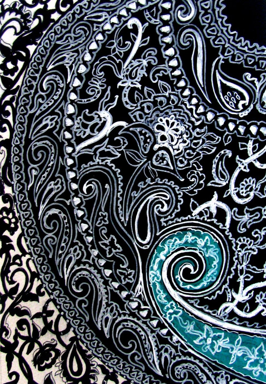 Estudio Paisley, 2016 (Tinta sobre papel de acuarela) de linda arthurs
