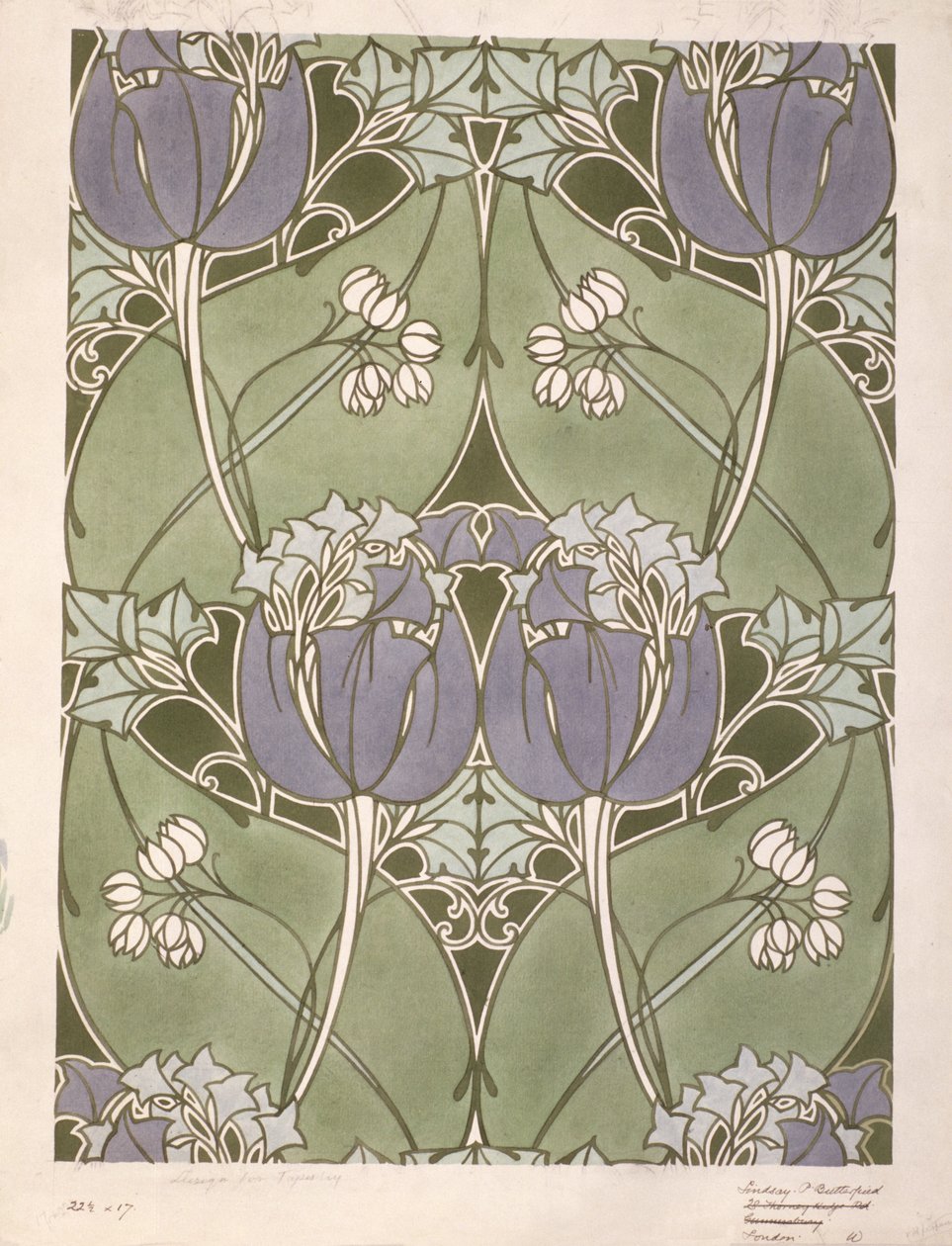Diseño para un tejido floral, c.1905 (acuarela sobre papel) de Lindsay P. Butterfield