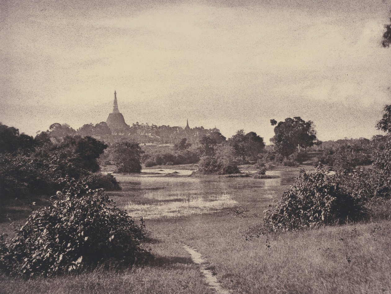 Rangún: Vista cerca del lago, noviembre de 1855 (foto) de Linnaeus Tripe