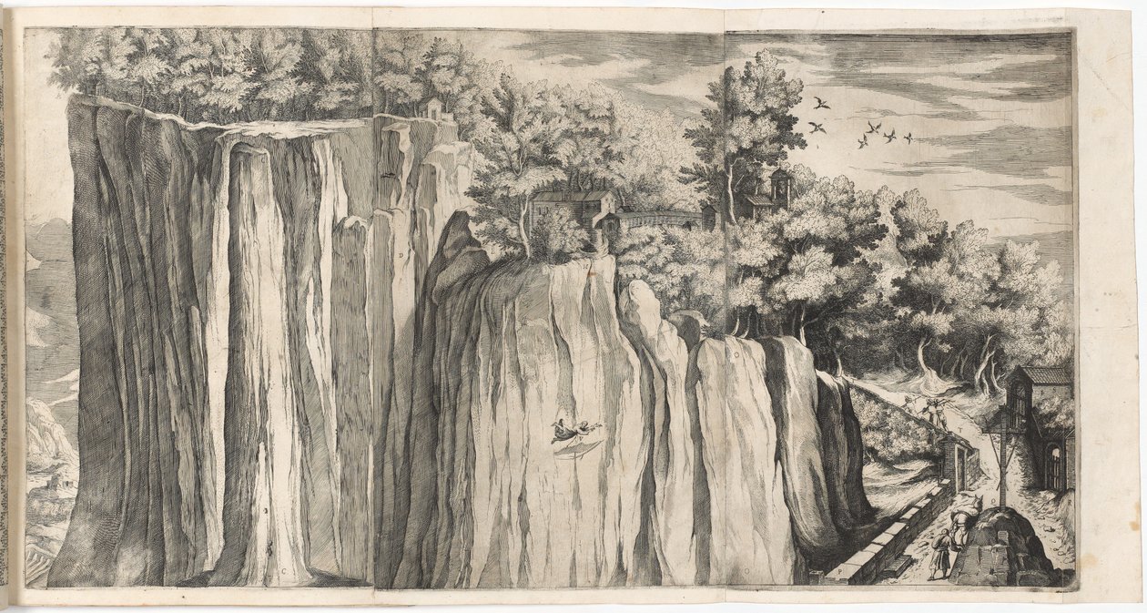 Vista de la montaña de La Verna desde el camino de Casentino (placa A) de Lino Moroni