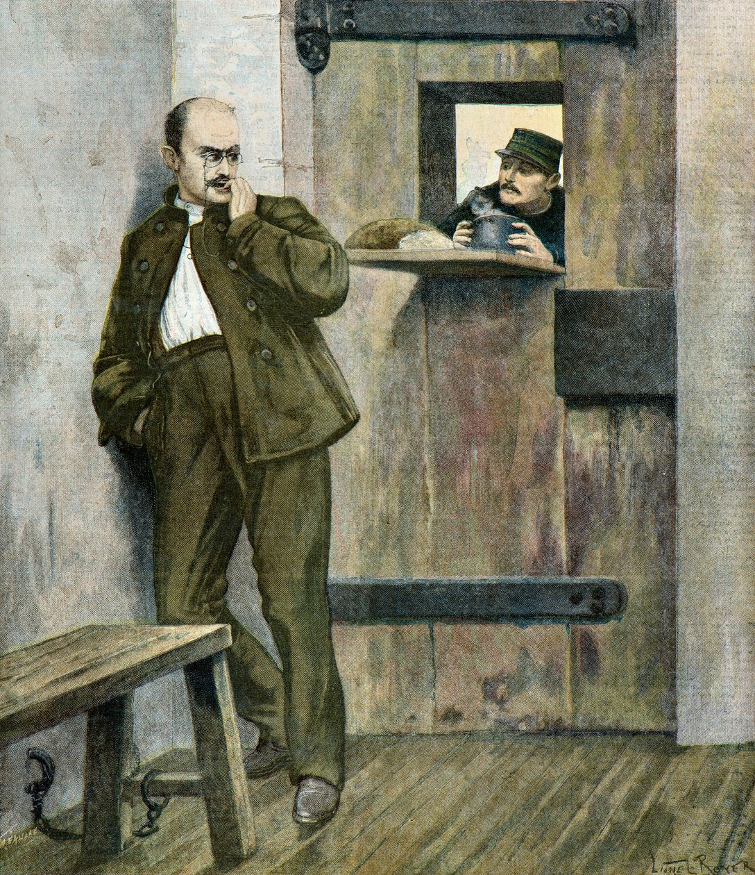 Capitán Alfred Dreyfus en la prisión de la sante de Lionel Noel Royer