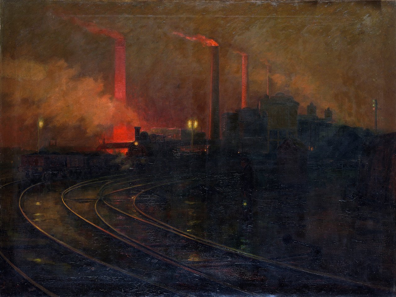 Las Acerías de Dowlais, Cardiff de Noche, 1893-1897 de Lionel Walden