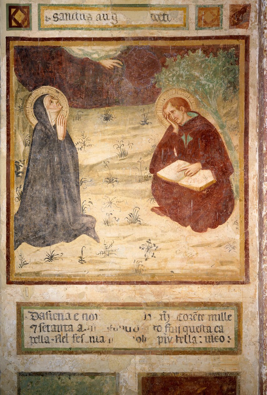 San Agustín de Hipona (354-430) y Santa Mónica, Ermita de San Leonardo al Lago, Monteriggioni de Lippo Vanni