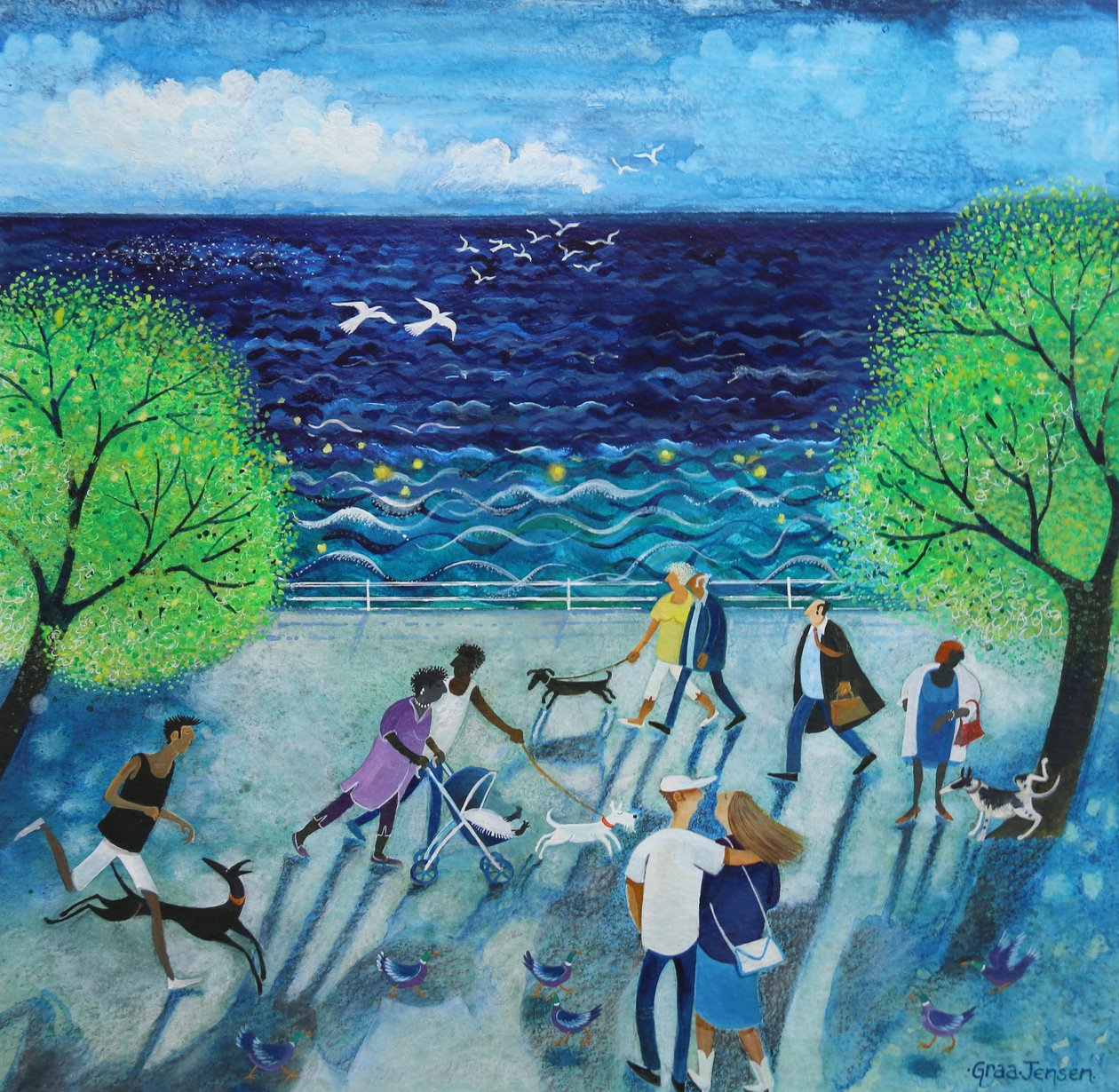 By The Sea, 2021,(acrílicos sobre papel) de Lisa Graa Jensen