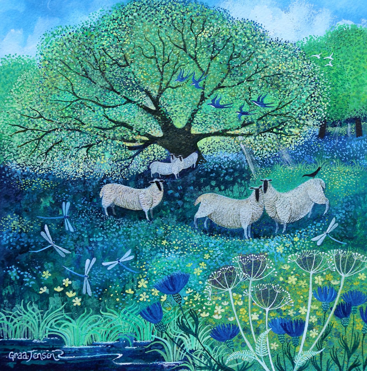 Libélulas,2022,(acrílicos sobre papel) de Lisa Graa Jensen