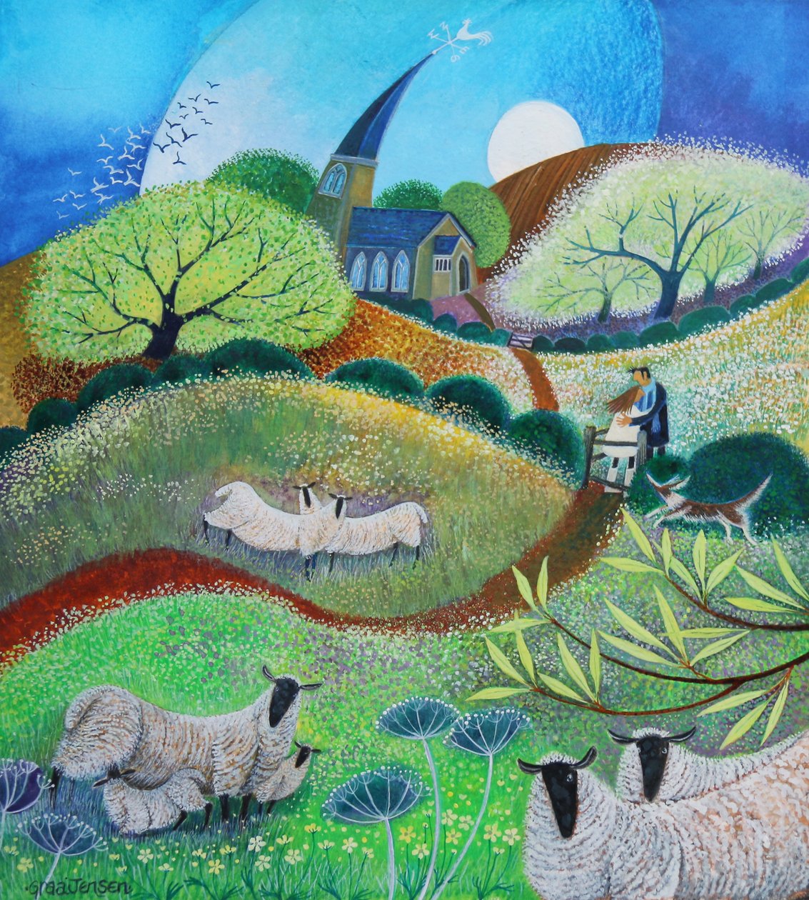 Kissing Gate, 2021 (acrílicos sobre papel) de Lisa Graa Jensen