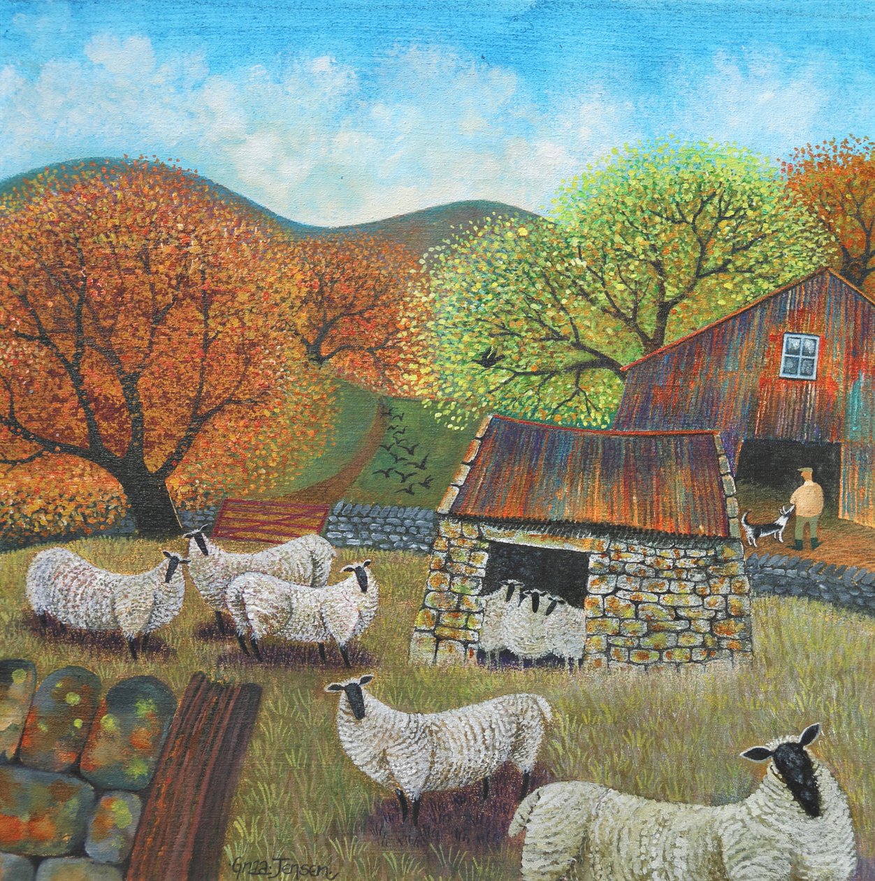 Sheep Hut, 2022 (acrílicos sobre lino) de Lisa Graa Jensen