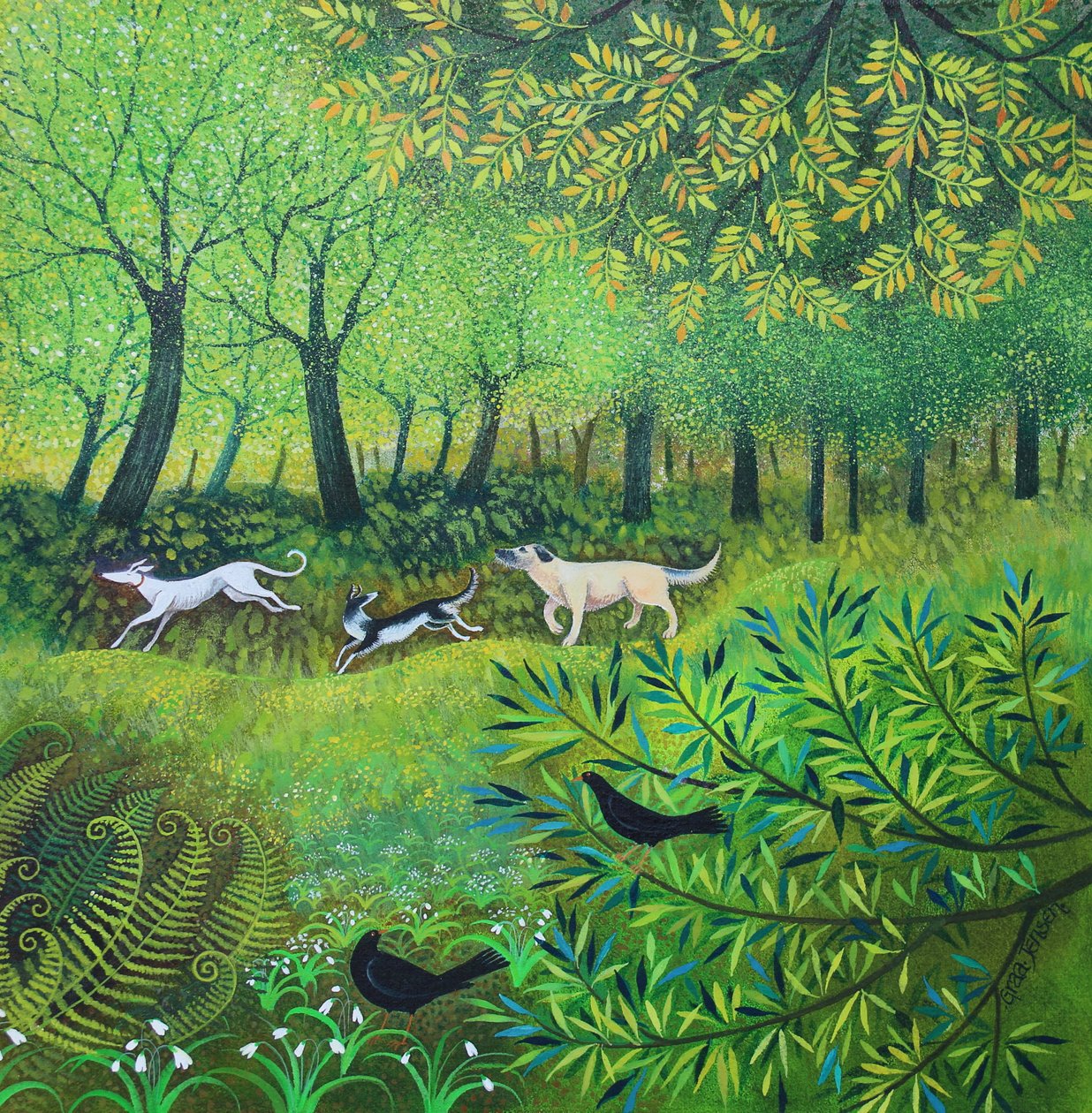 Tres amigos, 2024 (acrílicos sobre lienzo) de Lisa Graa Jensen