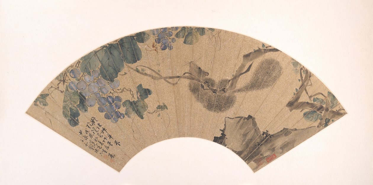 Ardilla y Uva, fechado 1868 de Liu Deliu