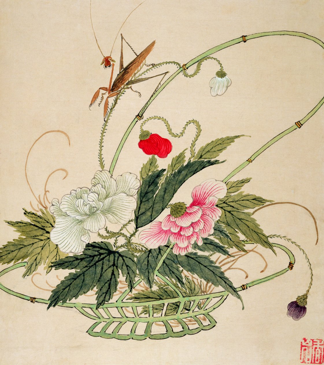 Una de una serie de pinturas de flores e insectos de Liu Hua
