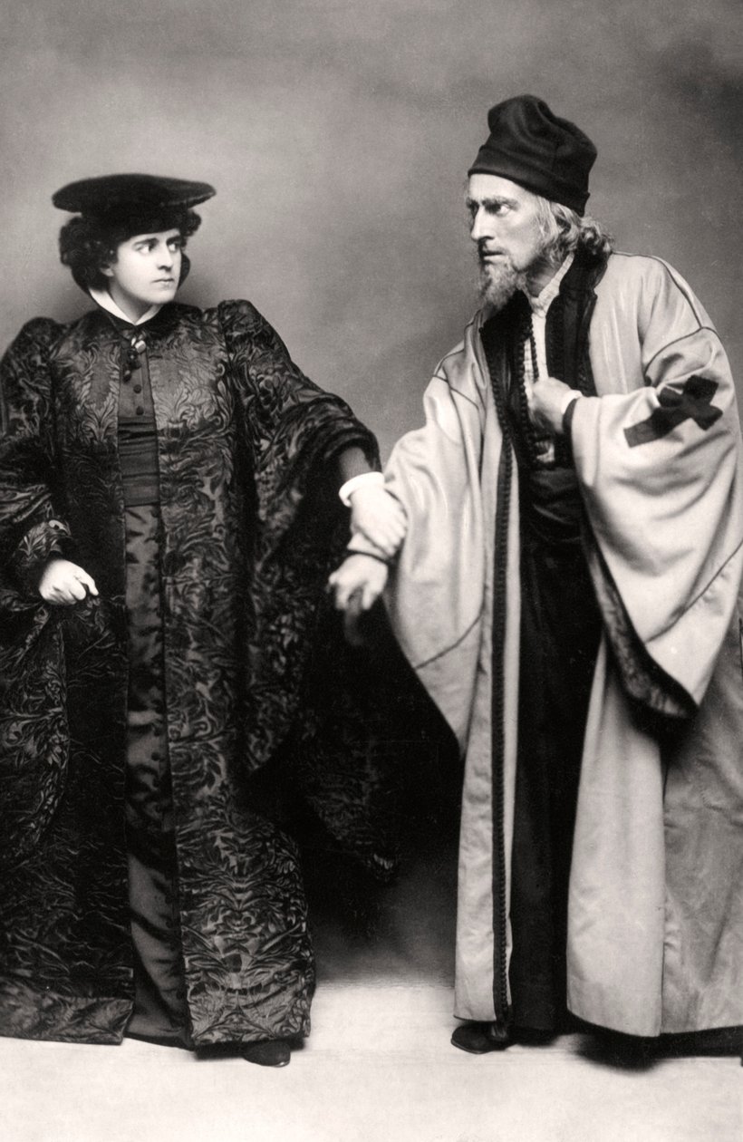 Gertrude Elliott y Johnston Forbes-Robertson en El mercader de Venecia, principios del siglo XX de Lizzie Caswall Smith