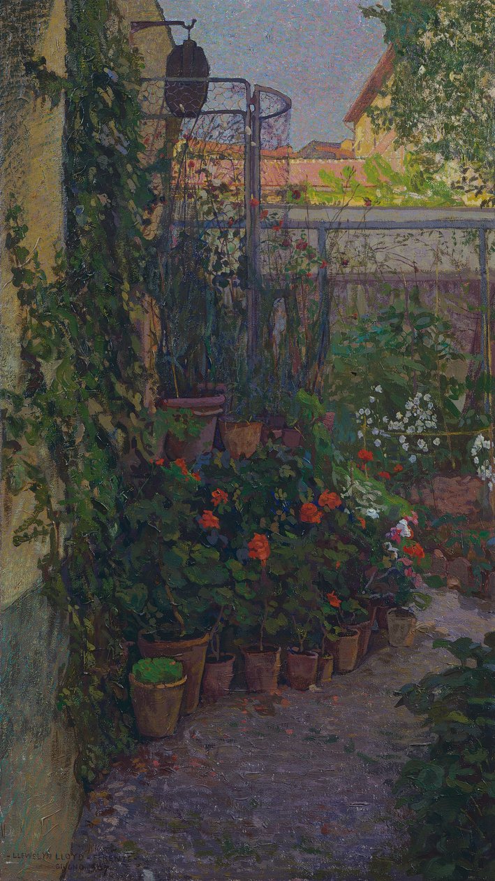 El tríptico o jardín en flor (panel lateral) 1907 de Llewelyn Lloyd