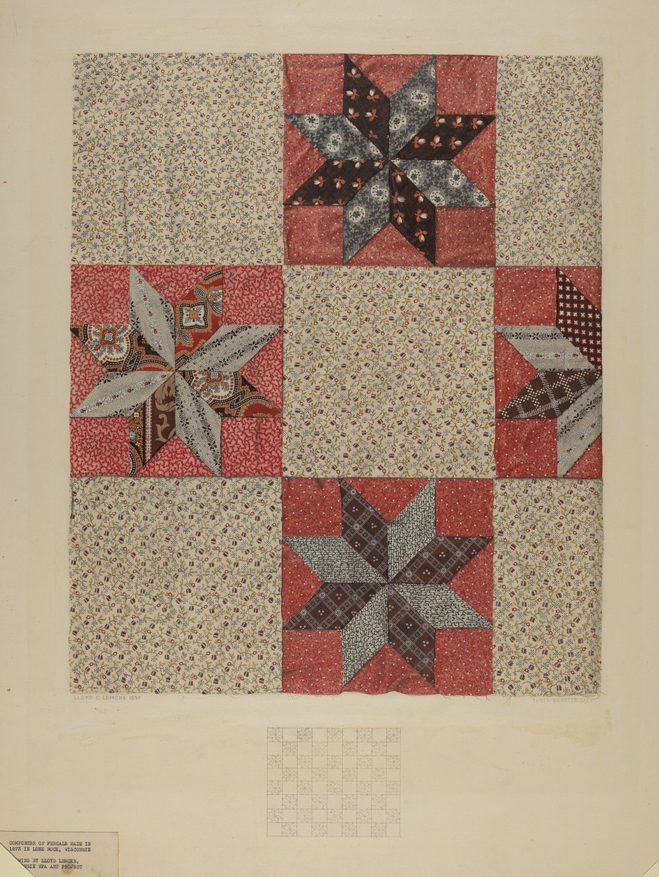 Edredón con diseño de estrella, c. 1937 de Lloyd Charles Lemcke