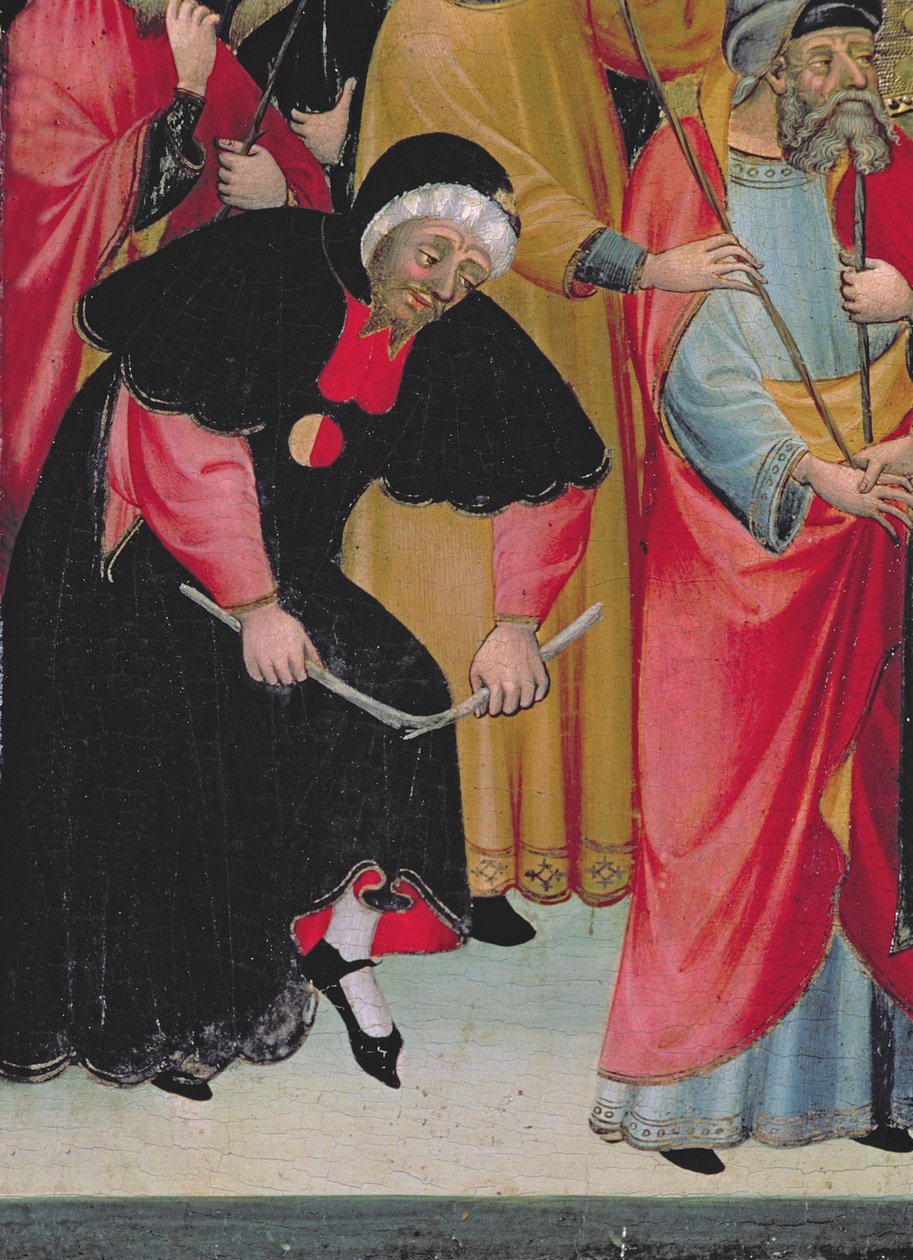 Barceloneses judíos, detalle del Retablo de la Virgen y San Jorge, c.1390-1400 (temple sobre tabla) de Lluís Borrassà