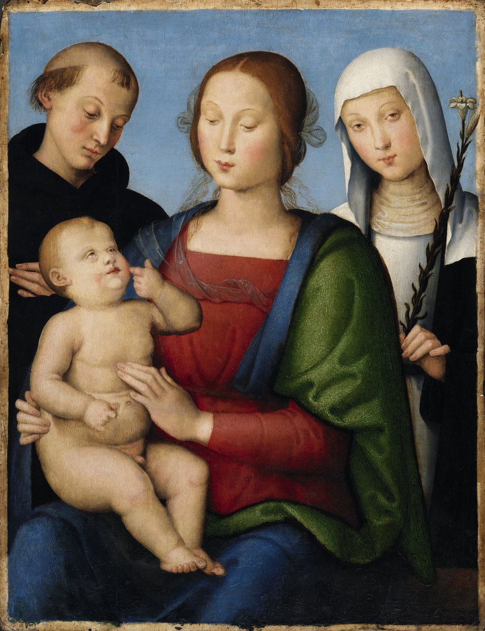 La Virgen y el Niño con los santos Nicolás de Tolentino y Catalina de Siena de Lo Spagna