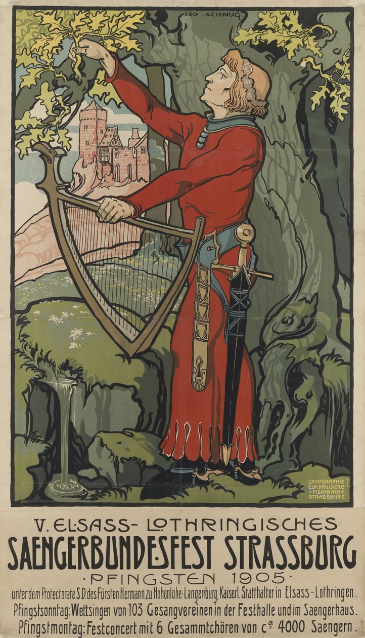 Festival de cantantes de Saengerbundesfest, Estrasburgo, 1905 de Léo Schnug