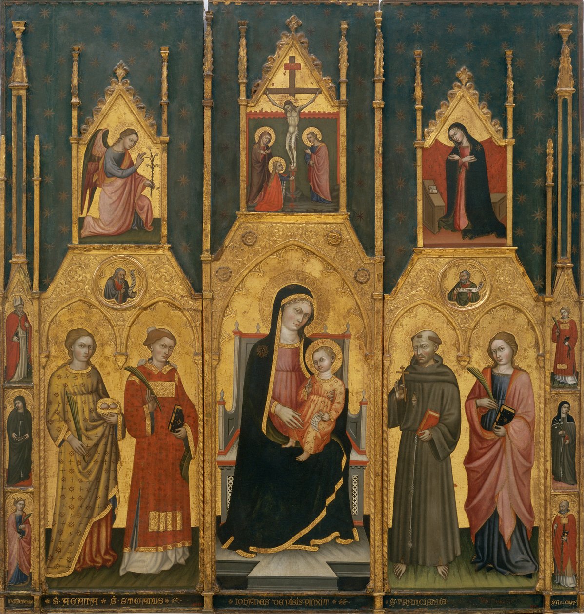 Retablo de la Virgen con los santos Águeda, Esteban, Francisco y un santo mártir de Lo Spagna