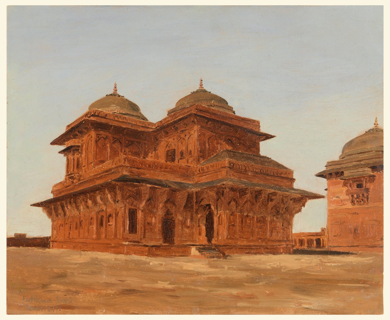 Dibujo, Fatehpur Sikri, Palacio de Birbal, India, 19 de marzo de 1881 de Lockwood de Forest