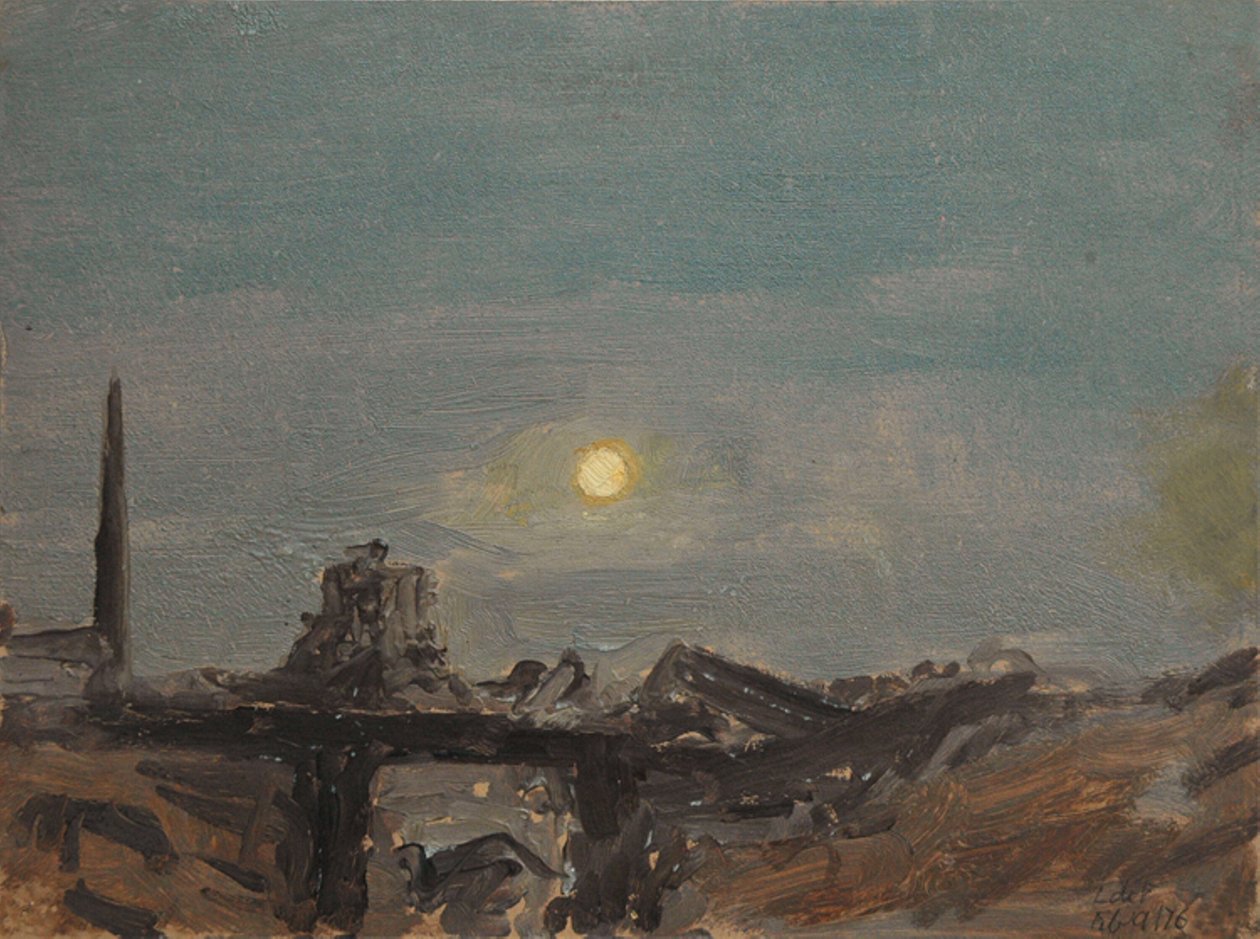 Luna llena sobre las ruinas de Luxor, junto al Nilo de Lockwood de Forest