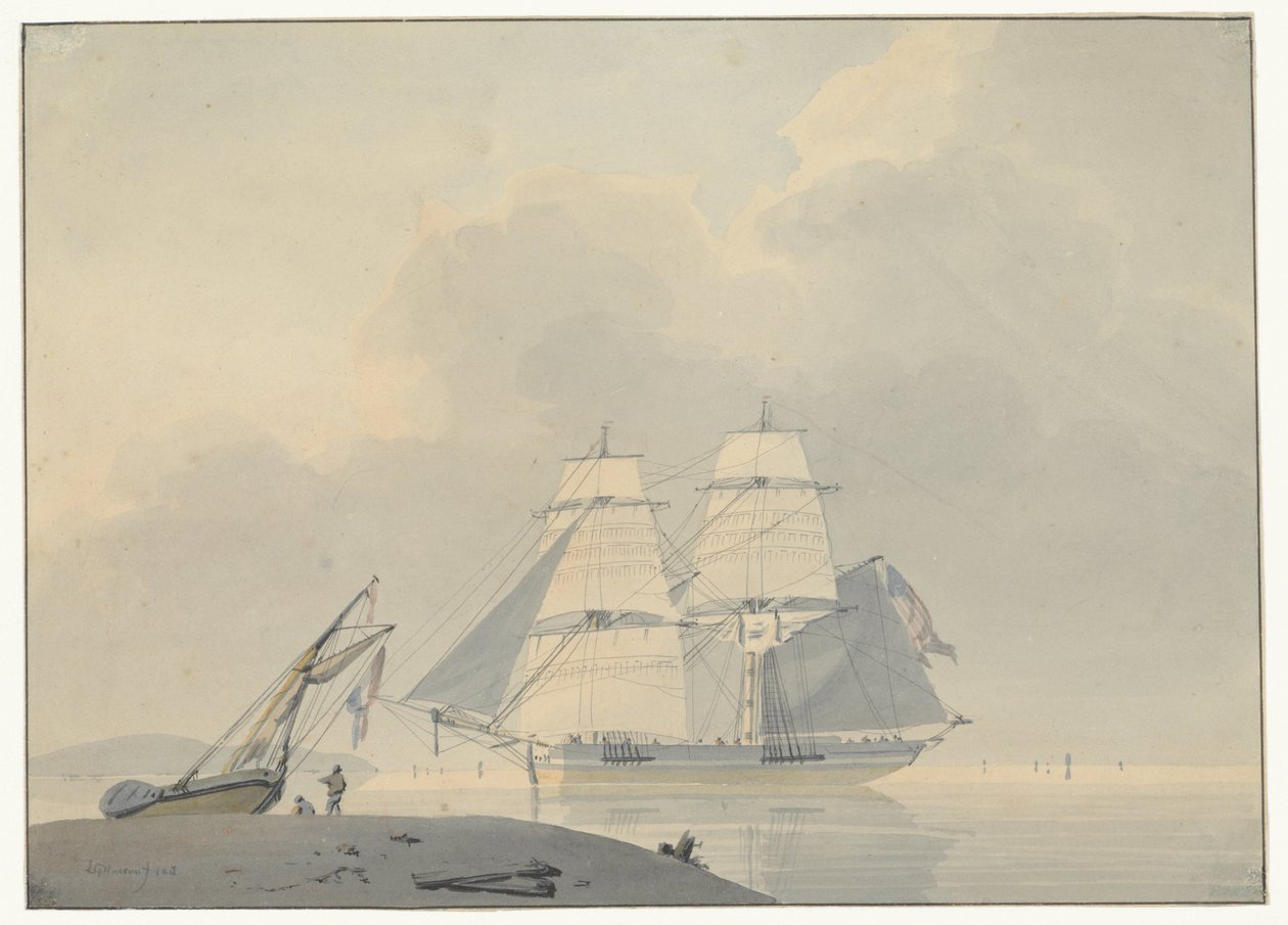 Barco de vela en aguas tranquilas de Lodewijk Gilles Haccou