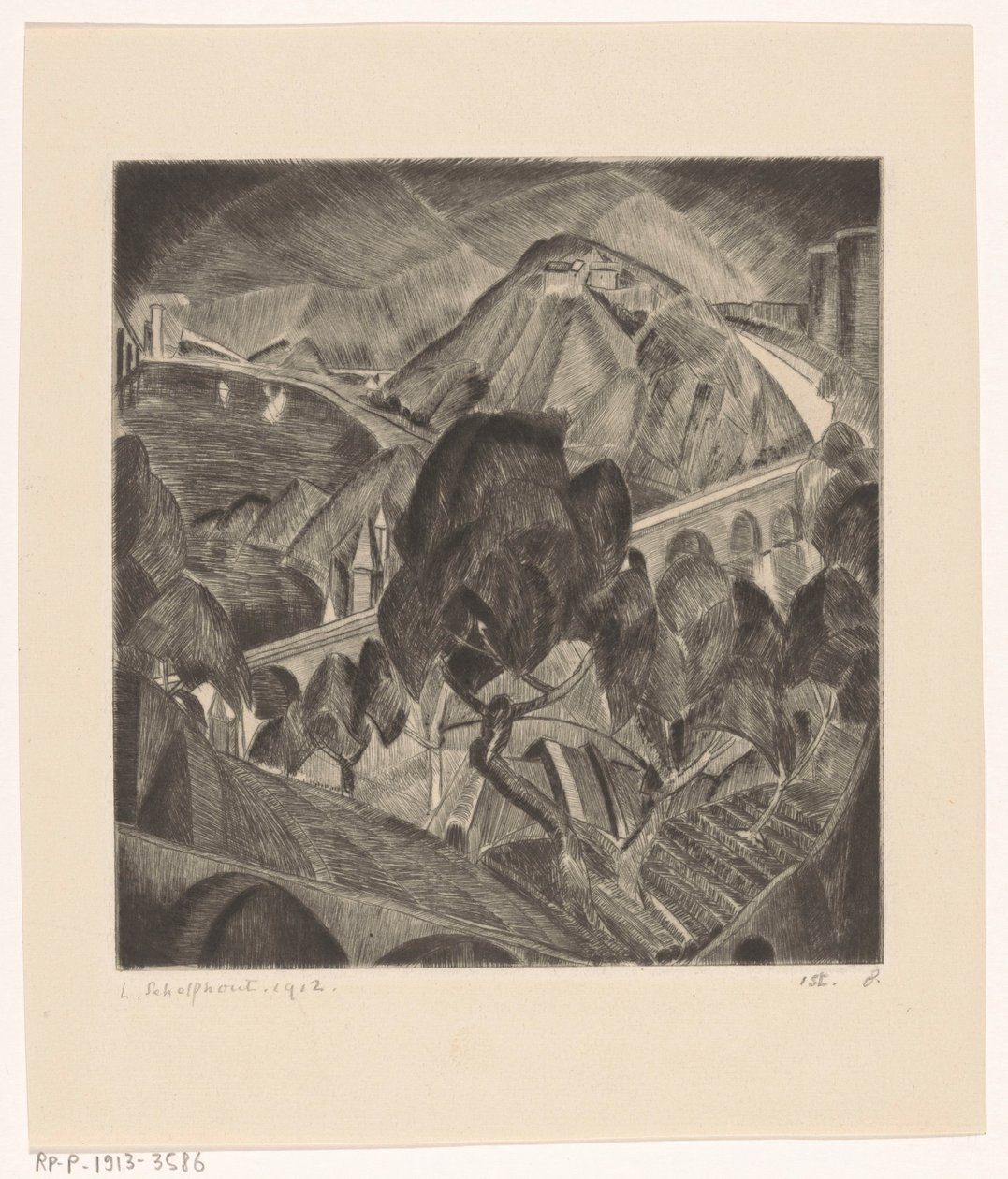 Paisaje de montaña con acueducto L
