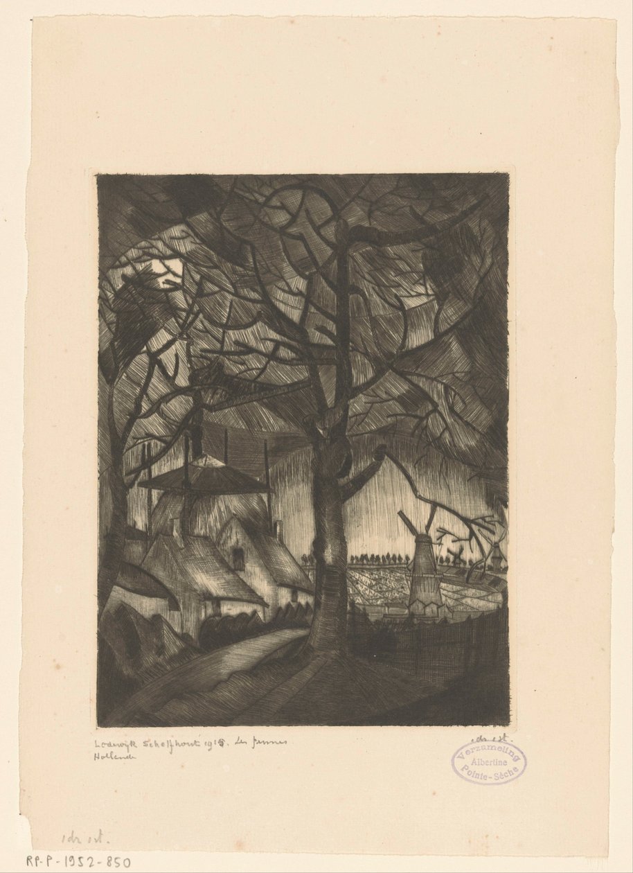Granja Les Fermes (título original del objeto) de Lodewijk Schelfhout (signed by artist)