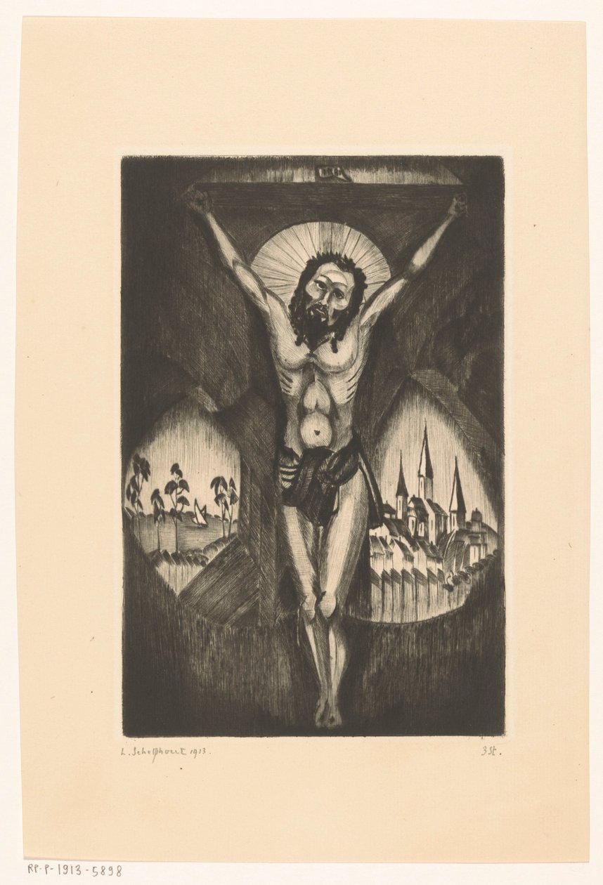 Cristo en la cruz Le Christ I (título original del objeto) de Lodewijk Schelfhout (signed by artist)