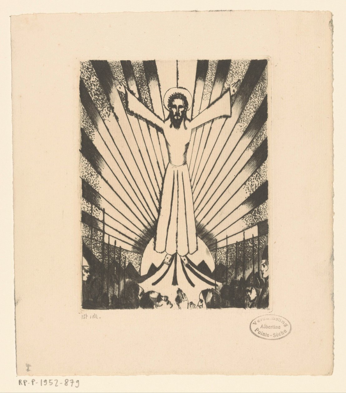 Cristo con los brazos abiertos en un paisaje de colinas de Lodewijk Schelfhout (signed by artist)