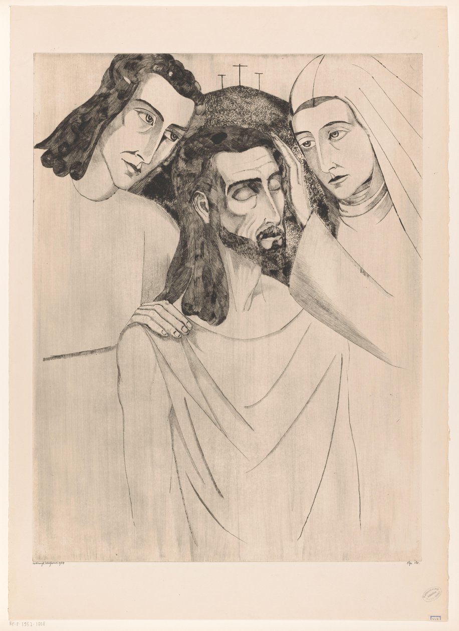 Christus tussen Johannes de Doper en Maria
Cristo, su madre y San Juan (título original) de Lodewijk Schelfhout (signed by artist)