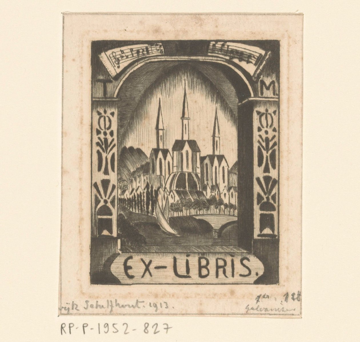 Ex libris de T. Mengelberg de Lodewijk Schelfhout (signed by artist)