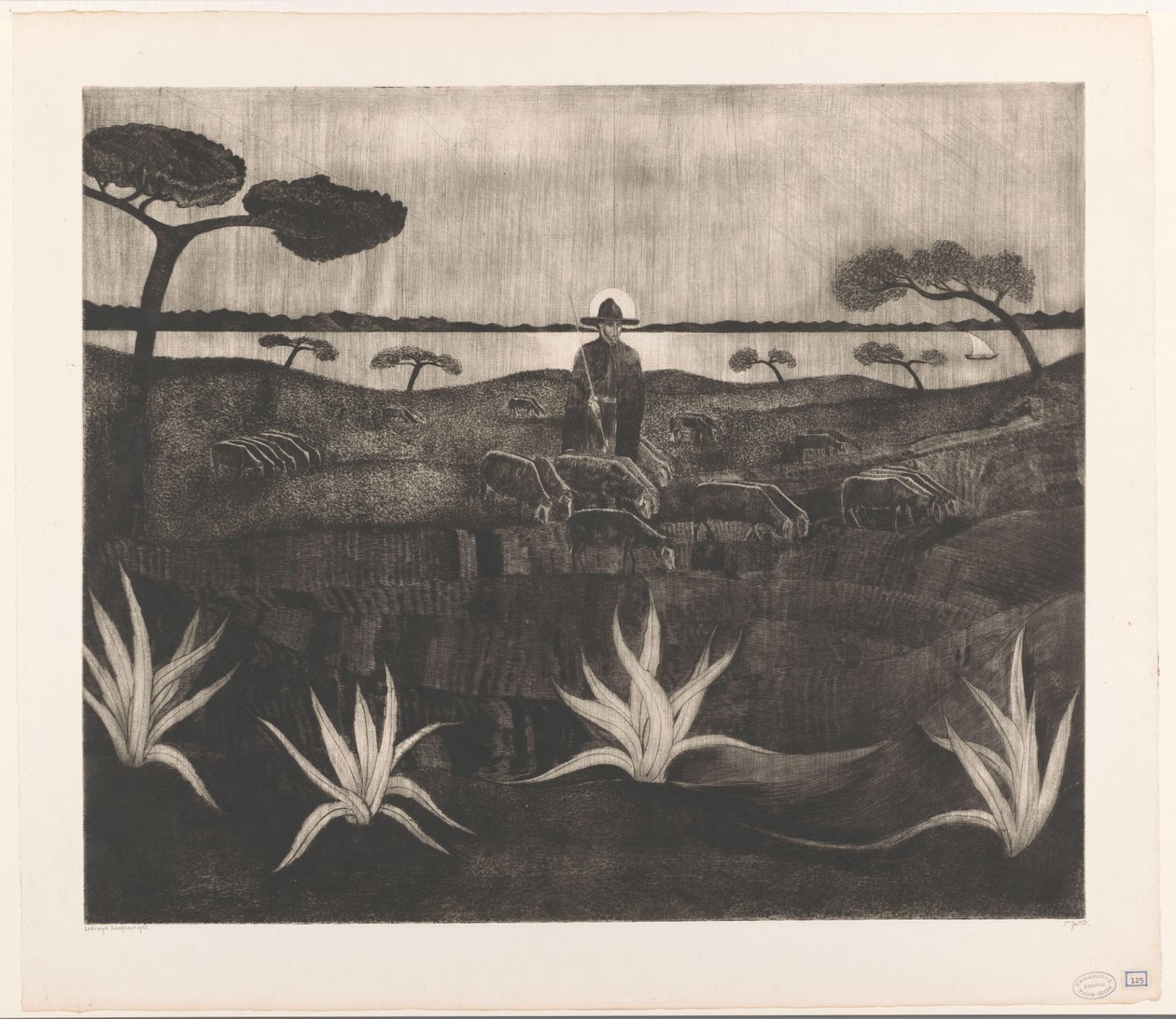 Pastor con un rebaño de ovejas en un paisaje de colinas
Le Troupeau (título original) de Lodewijk Schelfhout (signed by artist)