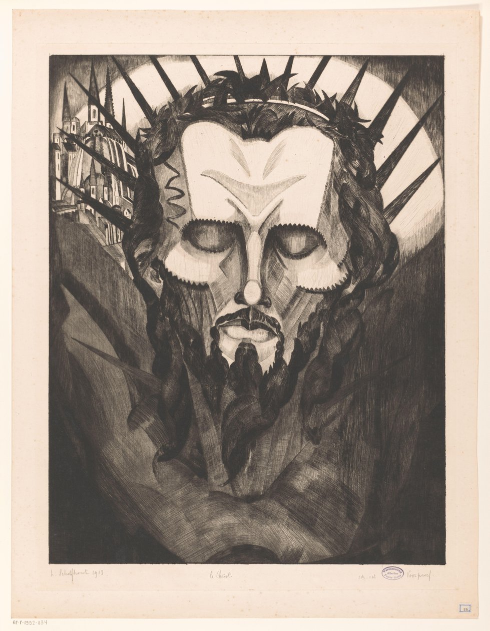 cabeza de cristo Tête de Christ I (título original del objeto) de Lodewijk Schelfhout (signed by artist)