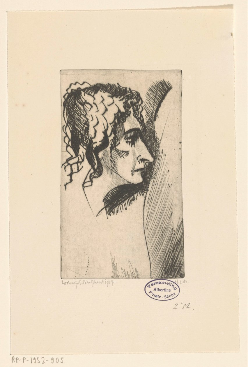 cabeza de mujer Tête de femme IV (título original) de Lodewijk Schelfhout (signed by artist)
